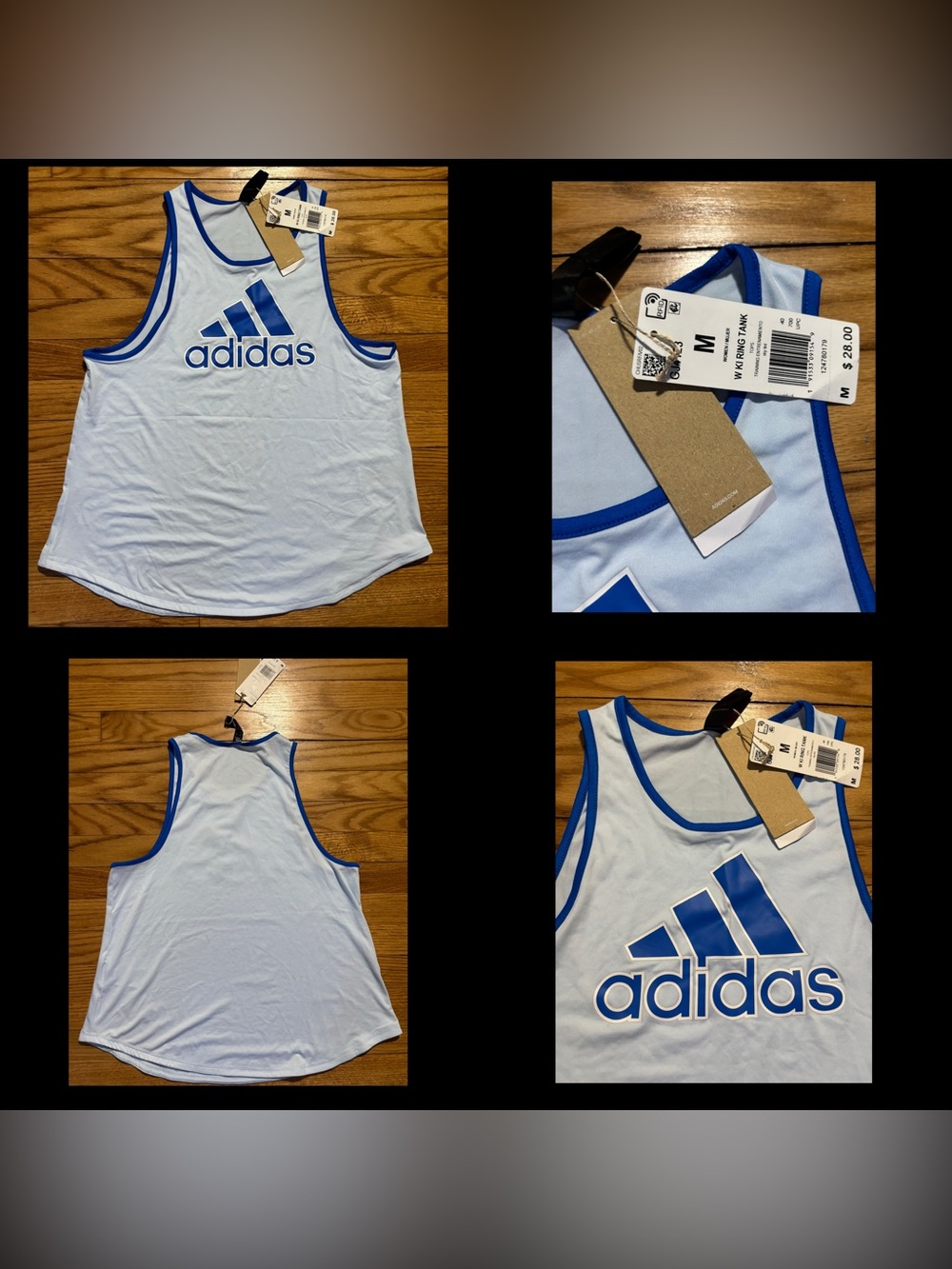 Adidas Womens KI Ringer Graphic Tank Top Blue Size Medium New!
